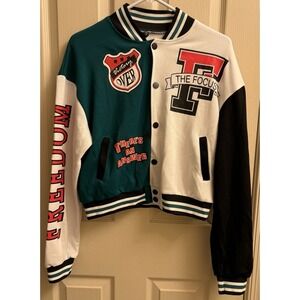 Woman's Varsity Jacket Color Block Jacket Baseball Bomber Y2K Street Wear Medium